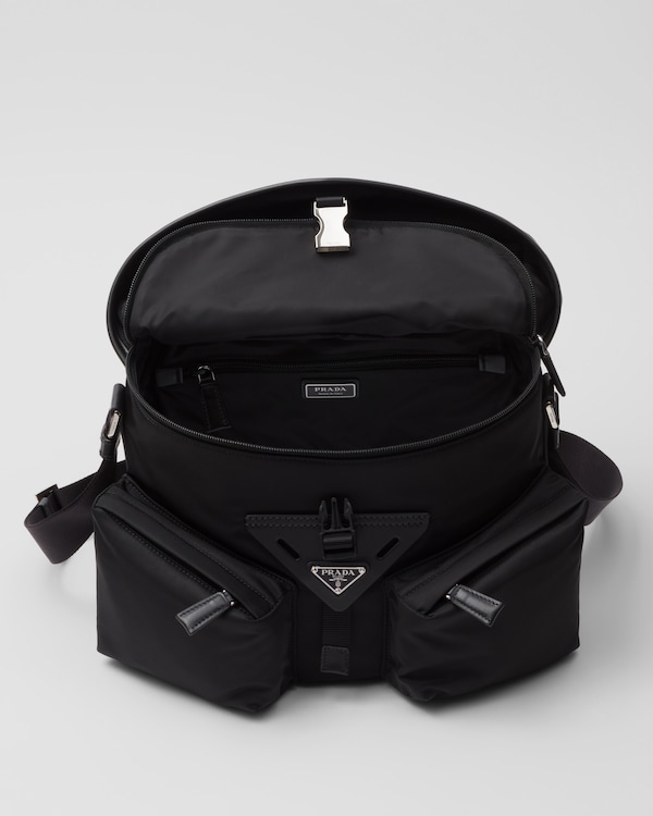 Re-Nylon and leather shoulder bag - Black Re-Nylon and leather shoulder bag - Black