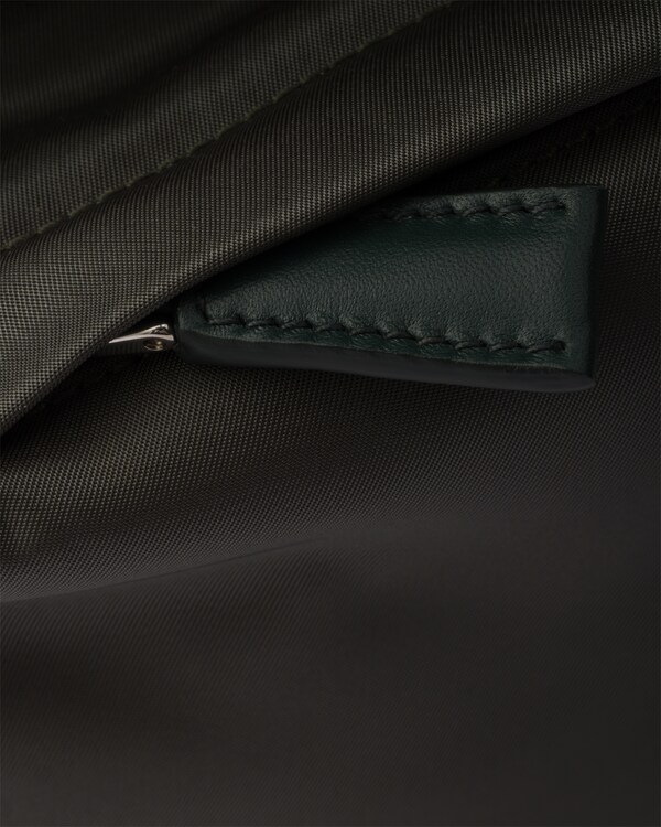 Re-Nylon and leather shoulder bag - Forest Green Re-Nylon and leather shoulder bag - Forest Green