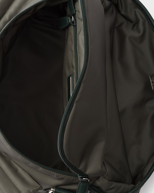 Re-Nylon and leather shoulder bag - Forest Green Re-Nylon and leather shoulder bag - Forest Green