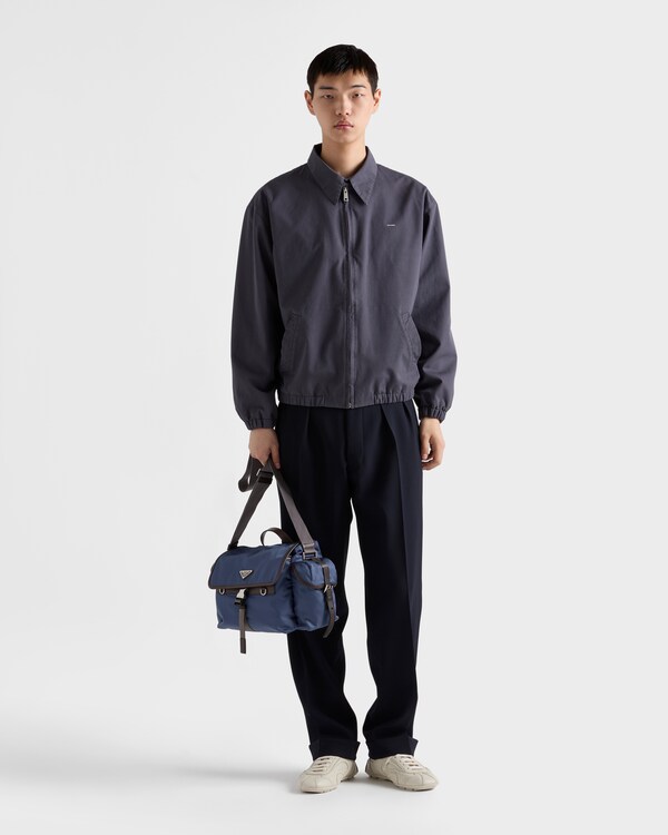 Re-Nylon and leather shoulder bag - Aviation Blue Re-Nylon and leather shoulder bag - Aviation Blue