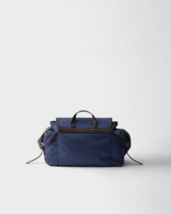 Re-Nylon and leather shoulder bag - Aviation Blue Re-Nylon and leather shoulder bag - Aviation Blue