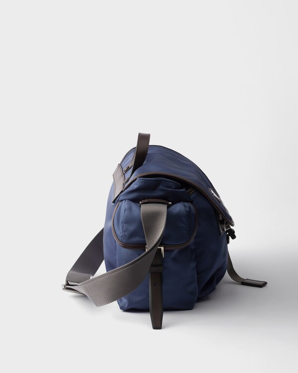Re-Nylon and leather shoulder bag - Aviation Blue Re-Nylon and leather shoulder bag - Aviation Blue