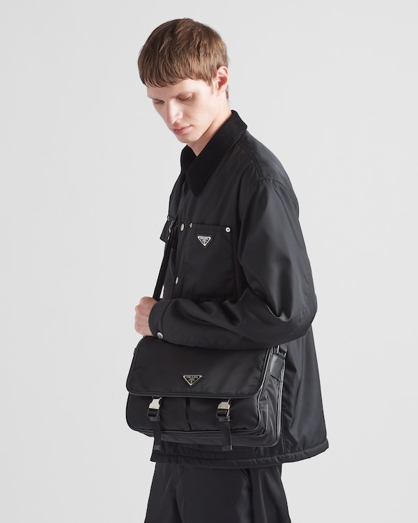 Re-Nylon and Saffiano leather shoulder bag - Black Re-Nylon and Saffiano leather shoulder bag - Black