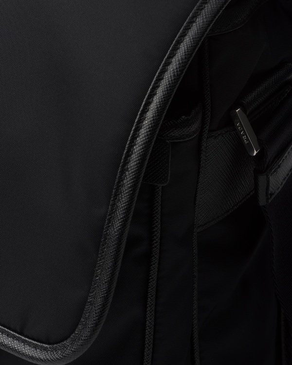 Re-Nylon and Saffiano leather shoulder bag - Black Re-Nylon and Saffiano leather shoulder bag - Black