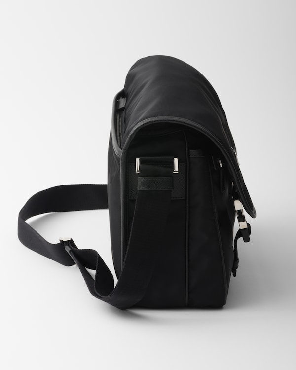 Re-Nylon and Saffiano leather shoulder bag - Black Re-Nylon and Saffiano leather shoulder bag - Black