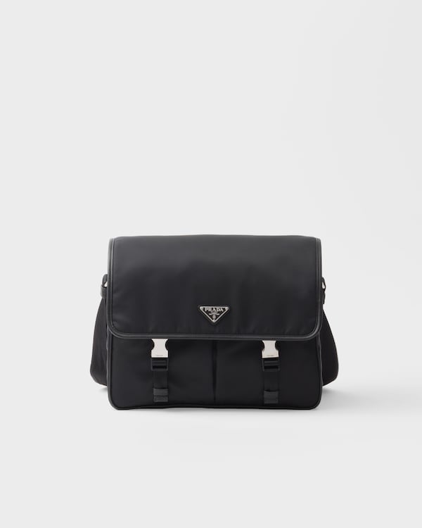 Re-Nylon and Saffiano leather shoulder bag - Black Re-Nylon and Saffiano leather shoulder bag - Black