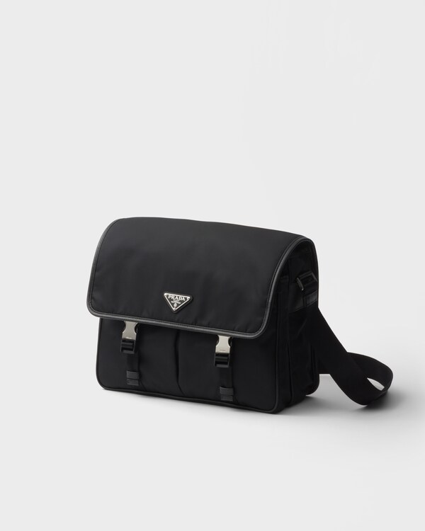 Re-Nylon and Saffiano leather shoulder bag - Black Re-Nylon and Saffiano leather shoulder bag - Black