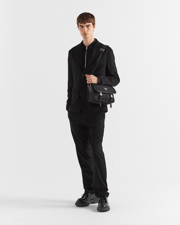 Re-Nylon and Saffiano leather shoulder bag - Black Re-Nylon and Saffiano leather shoulder bag - Black