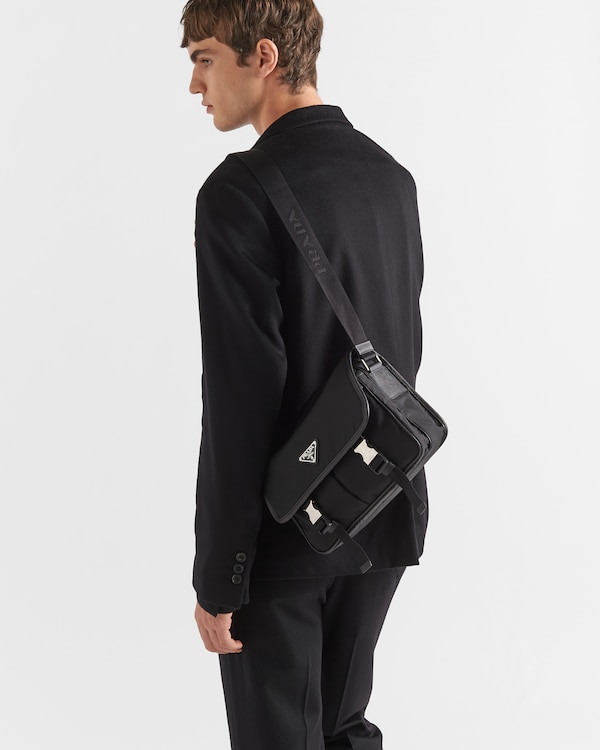 Re-Nylon and Saffiano leather shoulder bag - Black Re-Nylon and Saffiano leather shoulder bag - Black