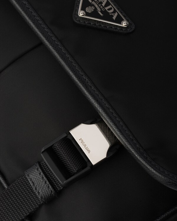 Re-Nylon and Saffiano leather shoulder bag - Black Re-Nylon and Saffiano leather shoulder bag - Black