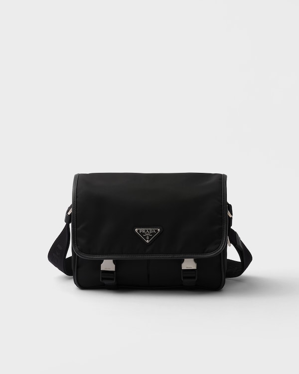 Re-Nylon and Saffiano leather shoulder bag - Black Re-Nylon and Saffiano leather shoulder bag - Black