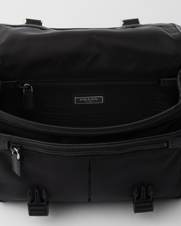 Re-Nylon and Saffiano leather shoulder bag - Black Re-Nylon and Saffiano leather shoulder bag - Black