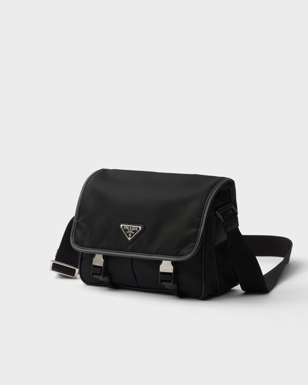Re-Nylon and Saffiano leather shoulder bag - Black Re-Nylon and Saffiano leather shoulder bag - Black