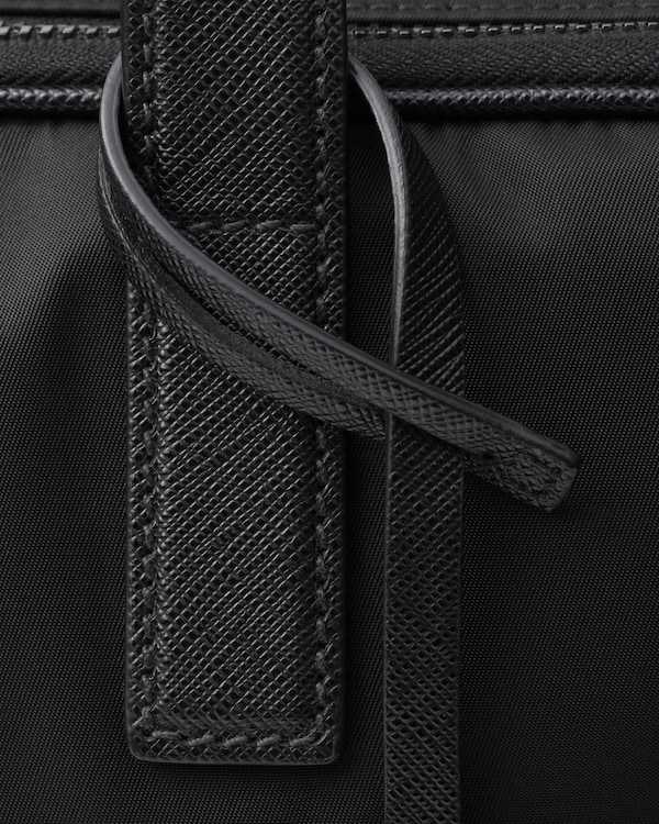 Re-Nylon and Saffiano leather briefcase - Black Re-Nylon and Saffiano leather briefcase - Black