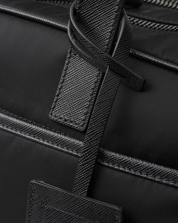 Re-Nylon and Saffiano leather briefcase - Black Re-Nylon and Saffiano leather briefcase - Black
