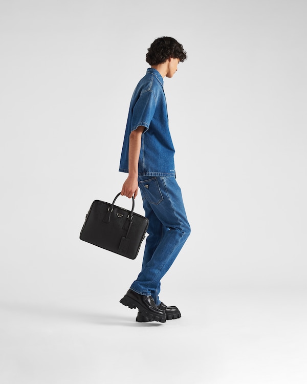 Saffiano leather briefcase - Black Saffiano leather briefcase - Black
