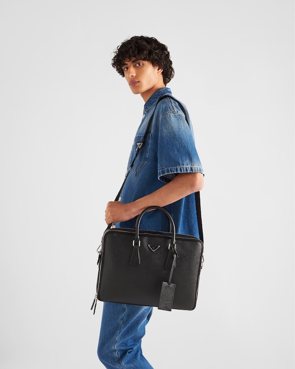 Saffiano leather briefcase - Black Saffiano leather briefcase - Black