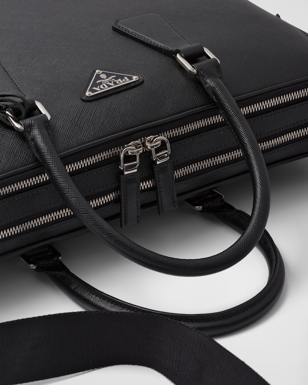 Saffiano leather briefcase - Black Saffiano leather briefcase - Black