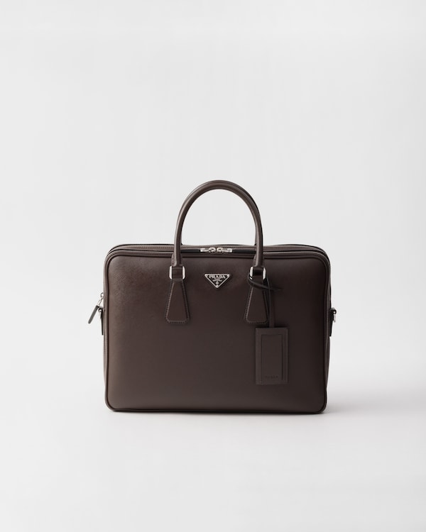 Saffiano leather briefcase - Coffee Saffiano leather briefcase - Coffee