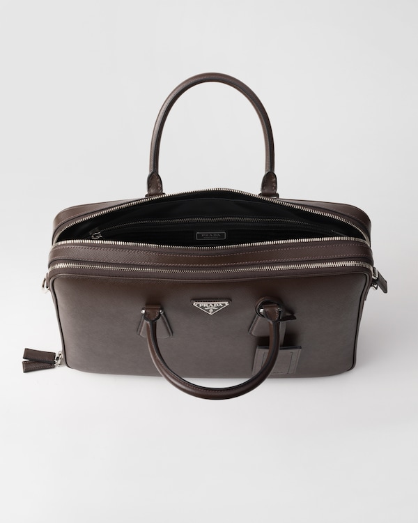 Saffiano leather briefcase - Coffee Saffiano leather briefcase - Coffee