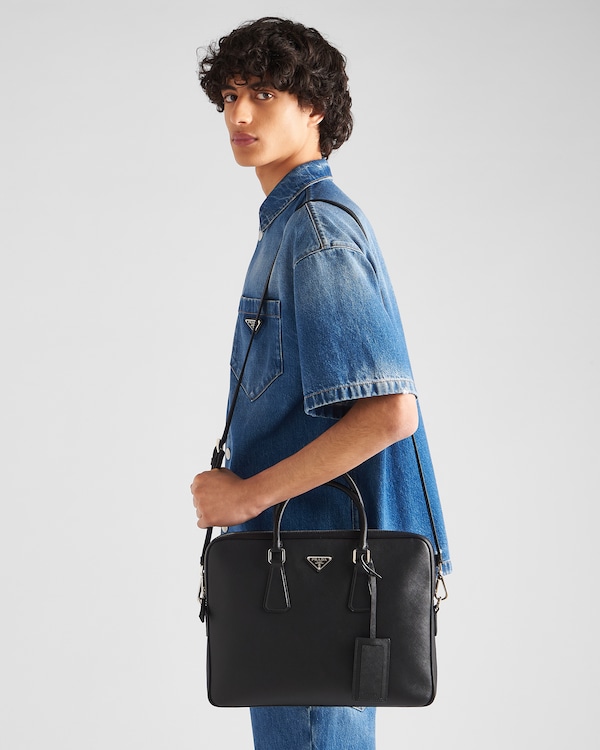 Saffiano Leather Work Bag - Black Saffiano Leather Work Bag - Black