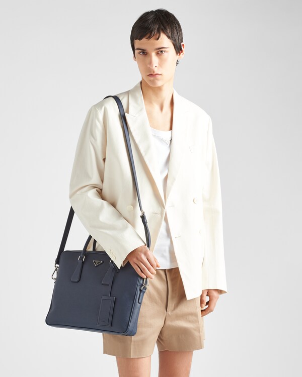 Saffiano Leather Work Bag - Baltic Blue Saffiano Leather Work Bag - Baltic Blue