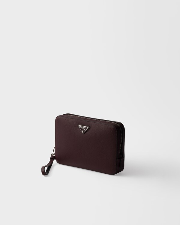 Saffiano Leather Clutch - Burgundy Saffiano Leather Clutch - Burgundy