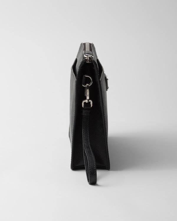 Saffiano 皮革男士手包 - 黑色 Saffiano 皮革男士手包 - 黑色