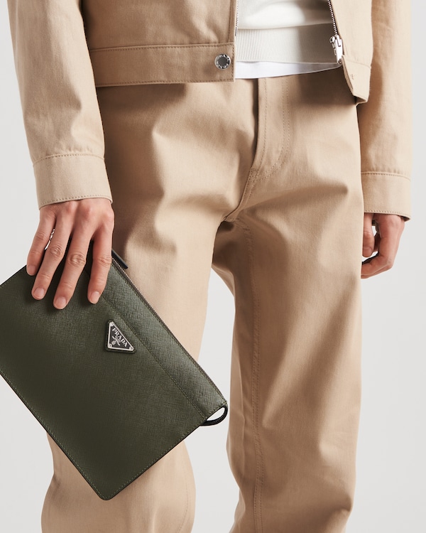 Saffiano Leather Pouch - Loden Saffiano Leather Pouch - Loden