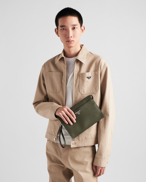 Saffiano Leather Pouch - Loden Saffiano Leather Pouch - Loden
