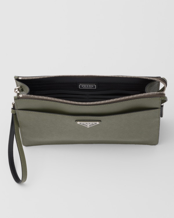 Saffiano Leather Pouch - Loden Saffiano Leather Pouch - Loden