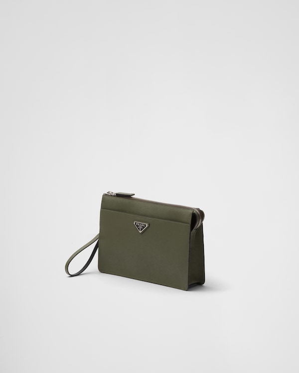 Saffiano Leather Pouch - Loden Saffiano Leather Pouch - Loden