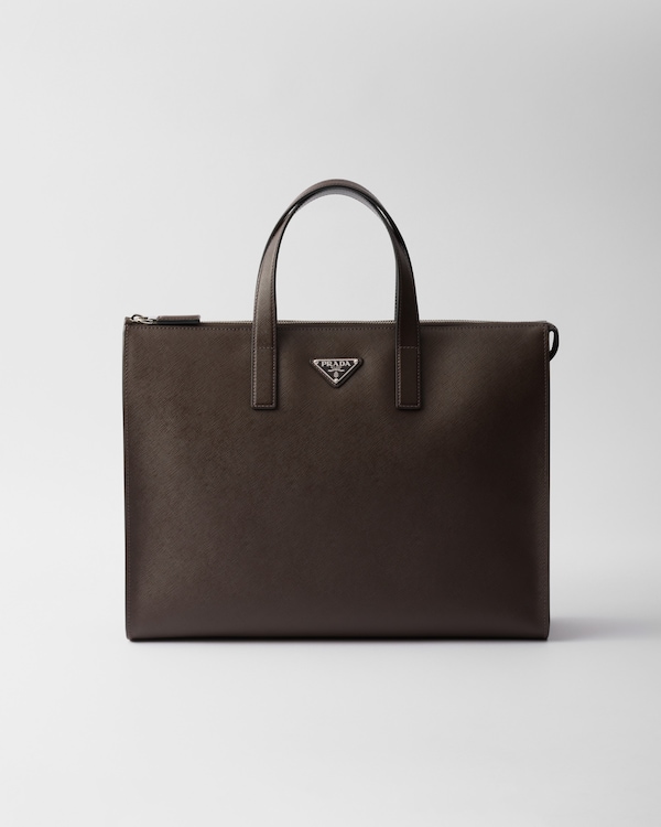 Saffiano 皮革托特包 - 咖啡色 Saffiano 皮革托特包 - 咖啡色