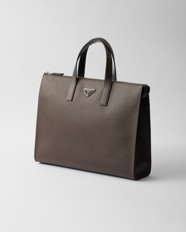 Saffiano 皮革托特包 - 咖啡色 Saffiano 皮革托特包 - 咖啡色