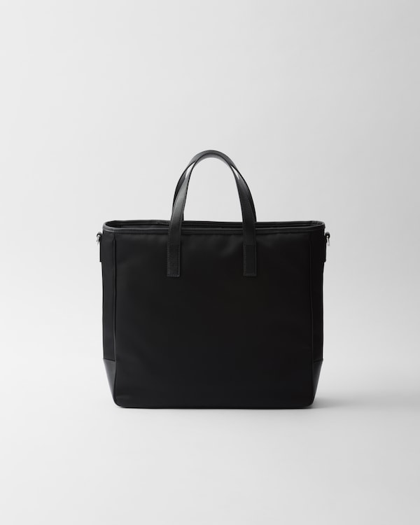 Re-Nylon and Saffiano leather tote bag - Black Re-Nylon and Saffiano leather tote bag - Black