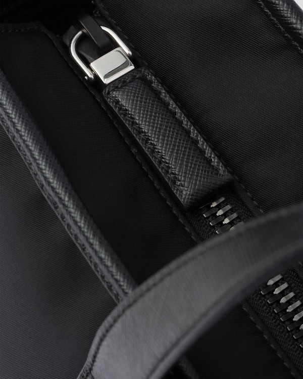 Re-Nylon and Saffiano leather tote bag - Black Re-Nylon and Saffiano leather tote bag - Black