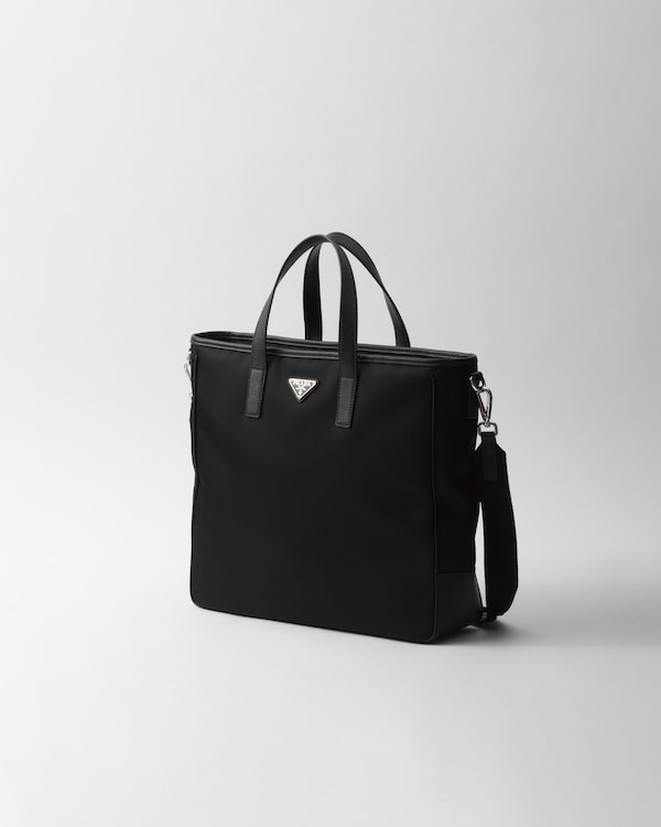 Re-Nylon and Saffiano leather tote bag - Black Re-Nylon and Saffiano leather tote bag - Black