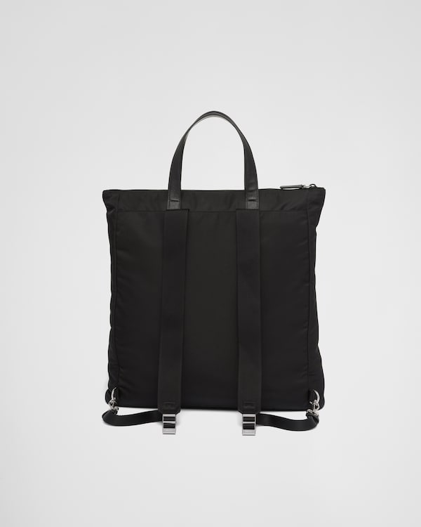 Re-Nylon and Saffiano leather tote bag - Black Re-Nylon and Saffiano leather tote bag - Black