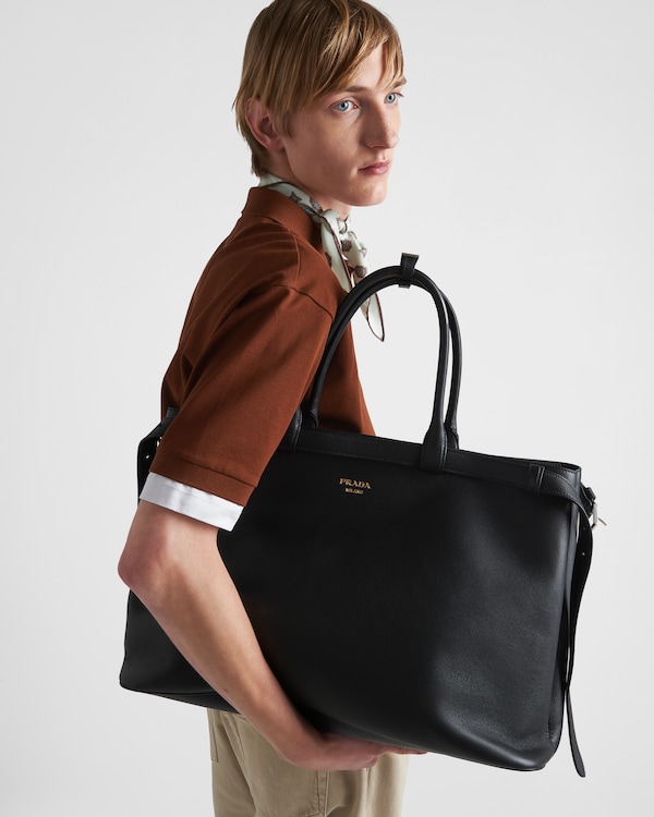 Prada Buckle leather handbag with double belt - Black Prada Buckle leather handbag with double belt - Black