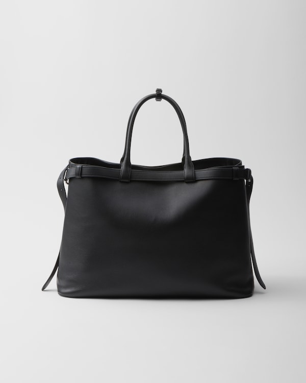 Prada Buckle leather handbag with double belt - Black Prada Buckle leather handbag with double belt - Black