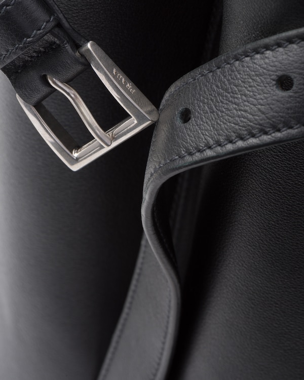 Prada Buckle leather handbag with double belt - Black Prada Buckle leather handbag with double belt - Black