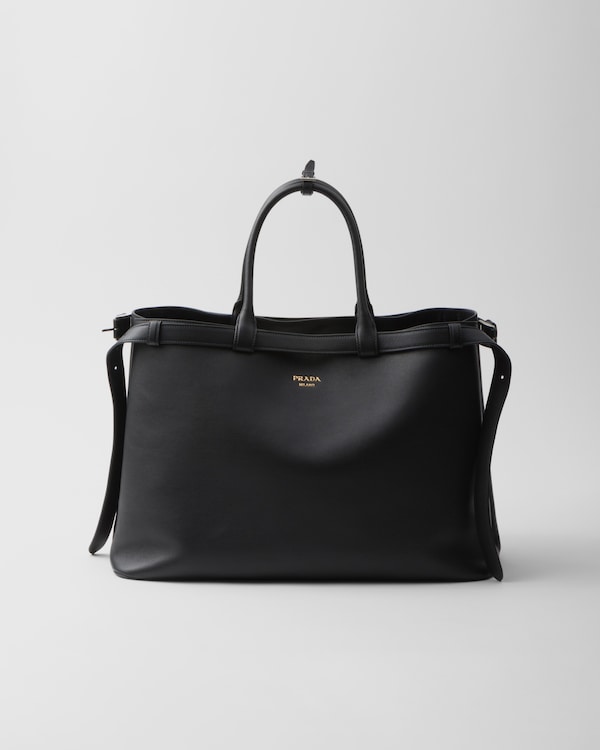 Prada Buckle leather handbag with double belt - Black Prada Buckle leather handbag with double belt - Black