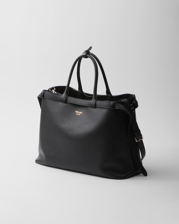 Prada Buckle leather handbag with double belt - Black Prada Buckle leather handbag with double belt - Black