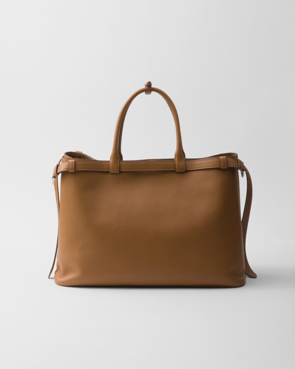 Prada Buckle皮革双束带手袋 - 焦糖色 Prada Buckle皮革双束带手袋 - 焦糖色