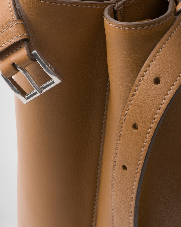 Prada Buckle皮革双束带手袋 - 焦糖色 Prada Buckle皮革双束带手袋 - 焦糖色