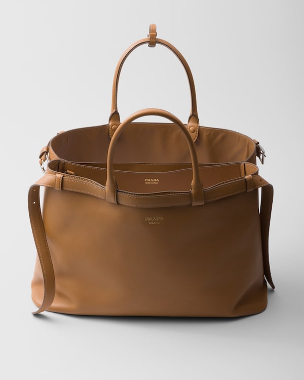 Prada Buckle皮革双束带手袋 - 焦糖色 Prada Buckle皮革双束带手袋 - 焦糖色
