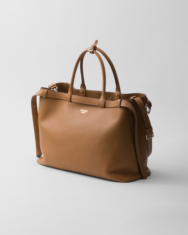 Prada Buckle皮革双束带手袋 - 焦糖色 Prada Buckle皮革双束带手袋 - 焦糖色
