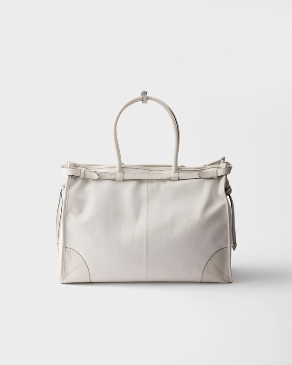 Prada Bonnie 牛仔和皮革托特包 - 白色 Prada Bonnie 牛仔和皮革托特包 - 白色