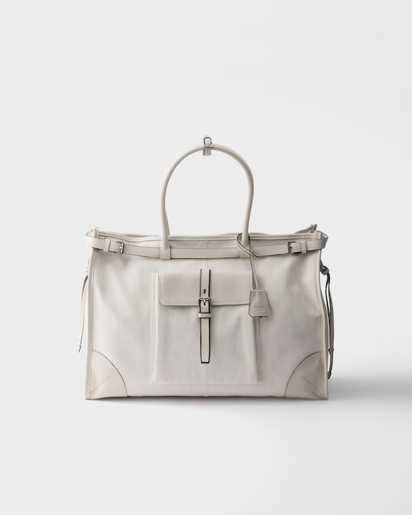 Prada Bonnie 牛仔和皮革托特包 - 白色 Prada Bonnie 牛仔和皮革托特包 - 白色