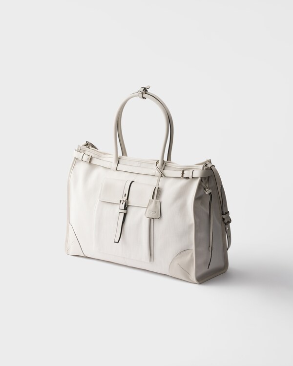 Prada Bonnie 牛仔和皮革托特包 - 白色 Prada Bonnie 牛仔和皮革托特包 - 白色